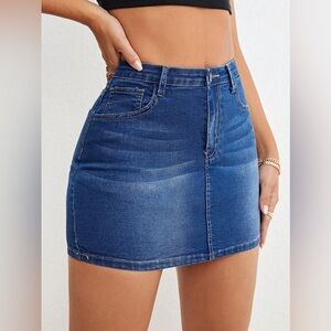 SHEIN Dark Blue Denim Skirt